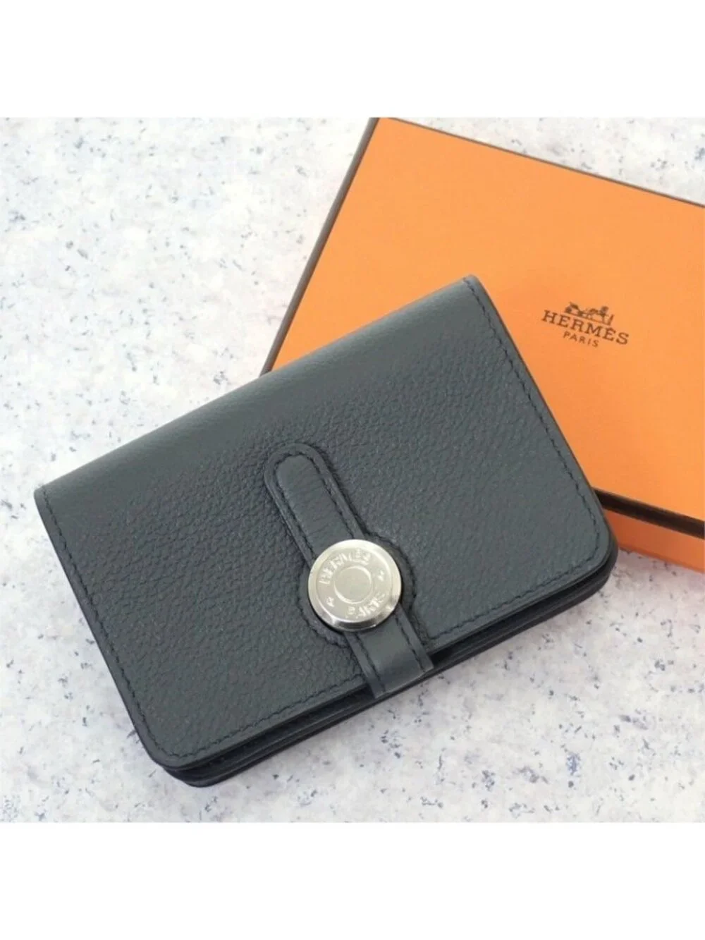 Hermes Dogon Compact Card Case Sellier Ever Color Gray Grimeyer